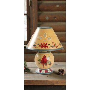 Lenox Winter Greetings Everyday Candle Lamp With Cardinal Design & Holly Accents